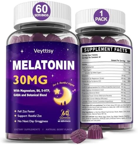 51isUIdkPL._AC_.jpg Veyttisy Gomitas de melatonina de 30 mg para adultos, gomitas de melatonina sin azúcar, máxima fuerza con magnesio, B6
